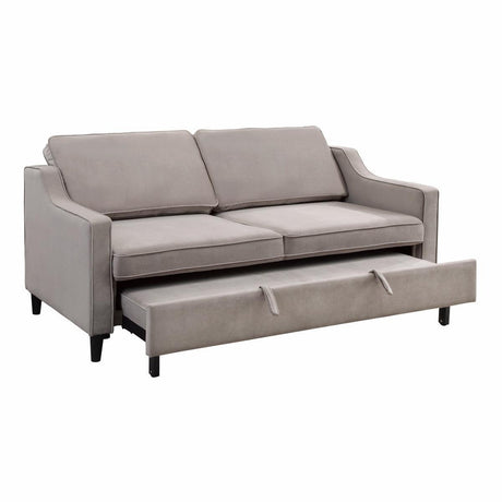 Adelia Cobblestone Solid Wood Velvet Fabric Upholstery Convertible Studio Sofa With Pull-out Bed - Ella Furniture