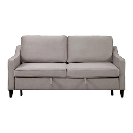 Adelia Cobblestone Solid Wood, Plywood Velvet Upholstered Convertible Studio Sofa With Pull-out Bed - Ella Furniture