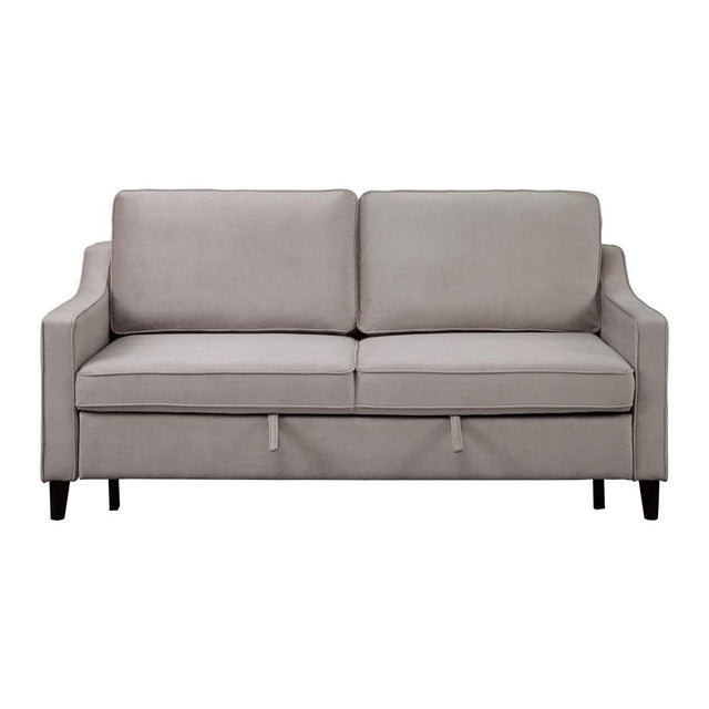 Adelia Cobblestone Solid Wood, Plywood Velvet Upholstered Convertible Studio Sofa With Pull-out Bed - Ella Furniture
