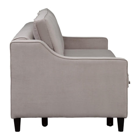 Adelia Cobblestone Solid Wood, Plywood Velvet Upholstered Convertible Studio Sofa With Pull-out Bed - Ella Furniture