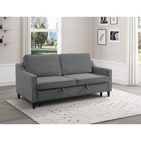 Adelia Dark Gray Solid Wood Velvet Fabric Upholstered Convertible Studio Sofa With Pull-out Bed - Ella Furniture