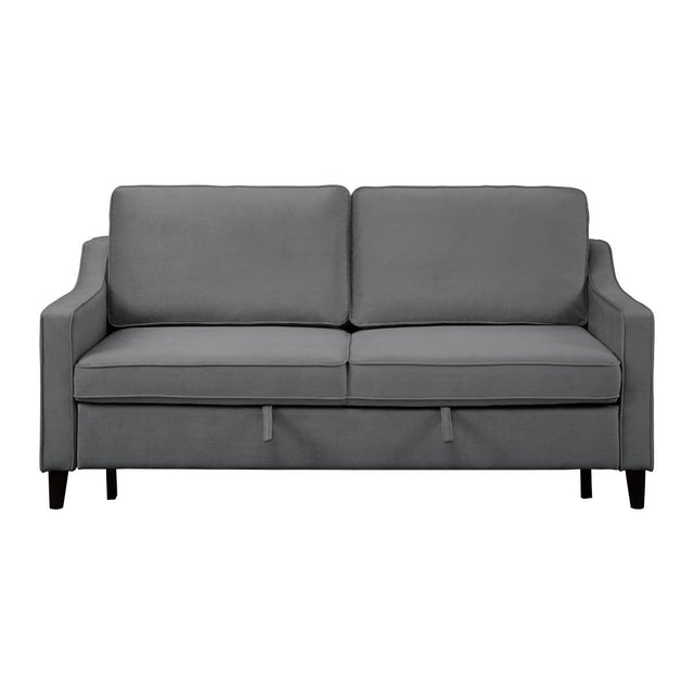 Adelia Dark Gray Solid Wood Velvet Fabric Upholstery Convertible Studio Sofa With Pull-out Bed - Ella Furniture