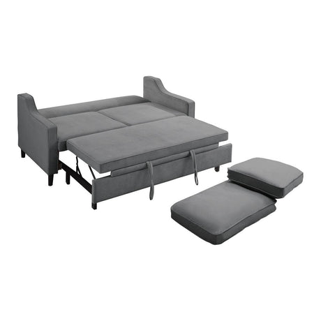 Adelia Dark Gray Solid Wood Velvet Fabric Upholstered Convertible Studio Sofa With Pull-out Bed - Ella Furniture