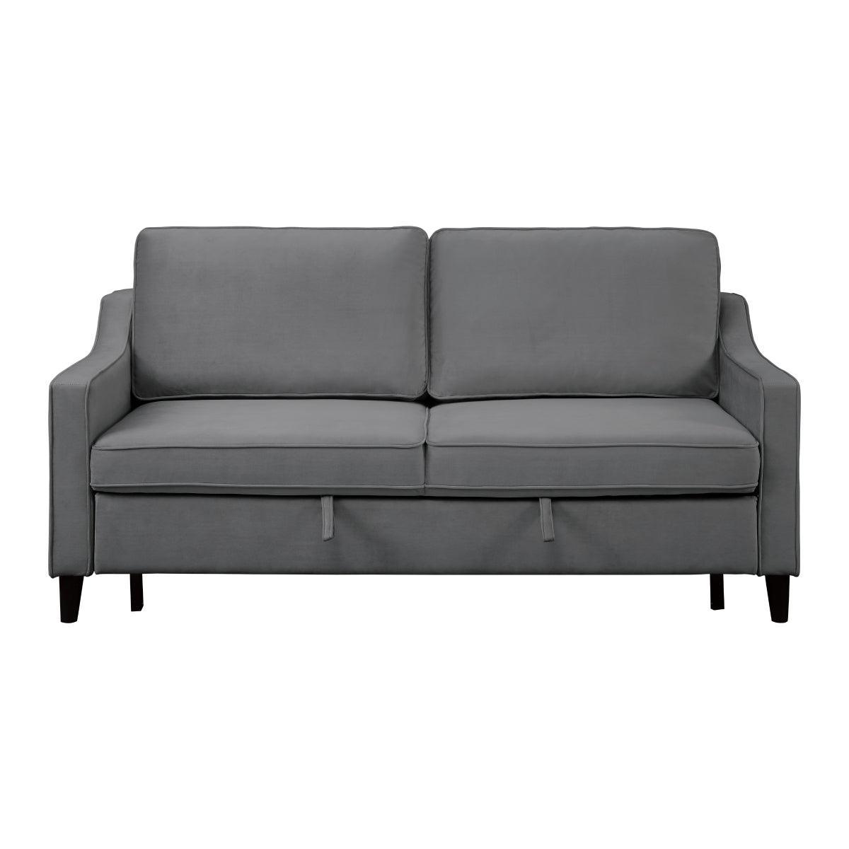 Adelia Dark Gray Solid Wood Velvet Fabric Upholstered Convertible Studio Sofa With Pull-out Bed - Ella Furniture