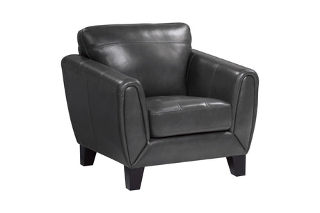 Spivey Dark Dray Solid Wood And Plywood Grain Leather Upholstery 2Pc Set: Sofa, Love - Ella Furniture
