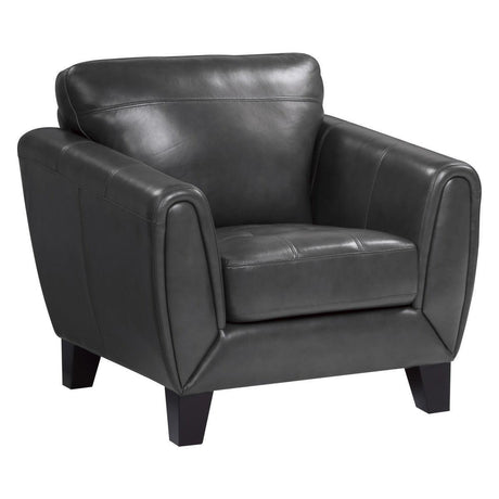 Spivey Dark Gray Solid Wood And Plywood Top Grain Leather Faux Leather Upholstery Chair - Ella Furniture