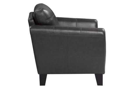 Spivey Dark Dray Solid Wood And Plywood Grain Leather Upholstery 2Pc Set: Sofa, Love - Ella Furniture