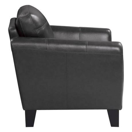 Spivey Dark Gray Solid Wood And Plywood Top Grain Leather Faux Leather Upholstery Chair - Ella Furniture