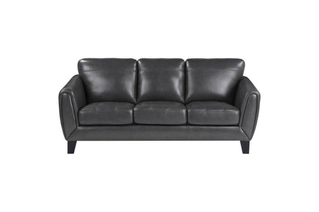 Spivey Dark Dray Solid Wood And Plywood Grain Leather Upholstery 2Pc Set: Sofa, Love - Ella Furniture