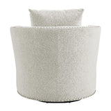Morelia Beige Solid Wood And Plywood Chenille Fabric Upholstery Swivel Chair - Ella Furniture