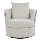 Morelia Beige Solid Wood And Plywood Chenille Fabric Upholstery Swivel Chair - Ella Furniture