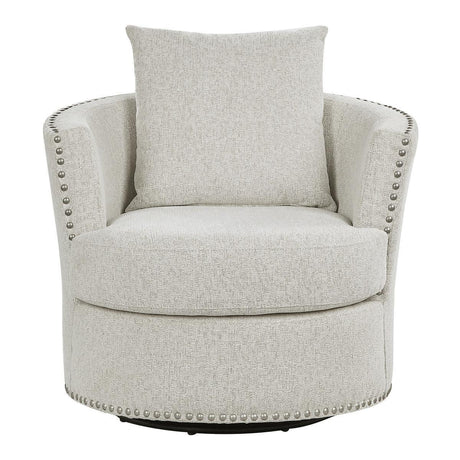 Morelia Beige Solid Wood And Plywood Chenille Fabric Upholstery Swivel Chair - Ella Furniture