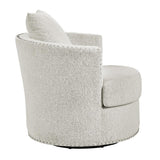 Morelia Beige Solid Wood And Plywood Chenille Fabric Upholstery Swivel Chair - Ella Furniture