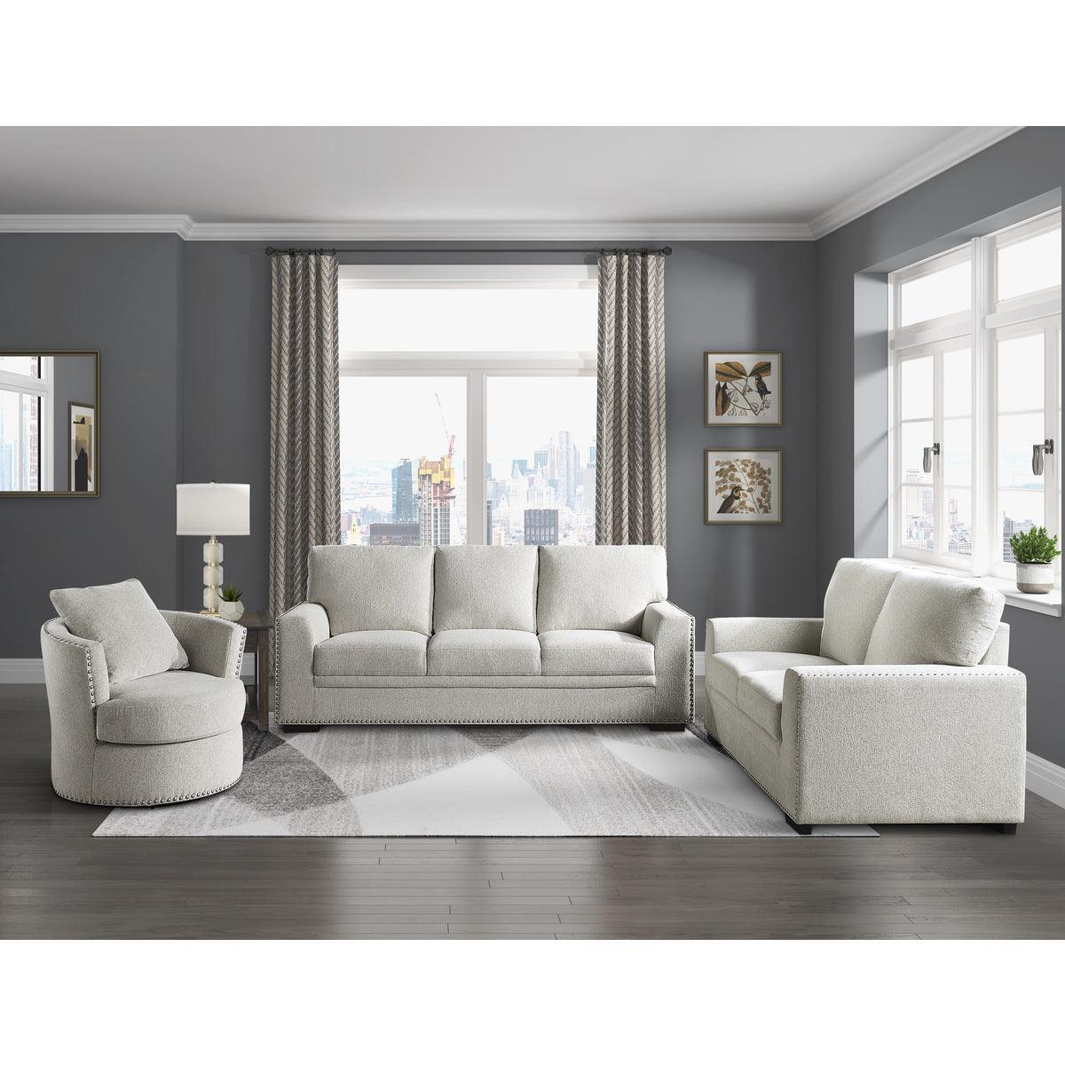 Morelia Beige Traditional Solid Wood And Plywood Chenille Fabric Upholstery Sofa - Ella Furniture
