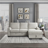 Morelia Beige Chenille Fabric Upholstery 2-Piece Sectional With Pull-out Bed And Right Chaise - Ella Furniture