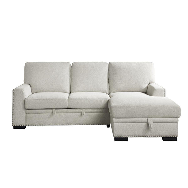 Morelia Beige Chenille Fabric Upholstery 2-Piece Sectional With Pull-out Bed And Right Chaise - Ella Furniture