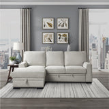 Morelia Beige Chenille Fabric Upholstery 2-Piece Sectional With Pull-out Bed And Left Chaise - Ella Furniture