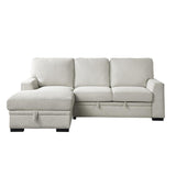 Morelia Beige Chenille Fabric Upholstered 2-Piece Sectional With Pull-out Bed And Left Chaise - Ella Furniture