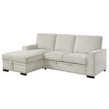 Morelia Beige Chenille Fabric Upholstered 2-Piece Sectional With Pull-out Bed And Left Chaise - Ella Furniture