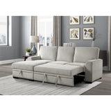 Morelia Beige Chenille Fabric Upholstery 2-Piece Sectional With Pull-out Bed And Left Chaise - Ella Furniture