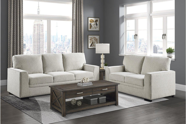 Morelia Beige Casual Solid Wood And Plywood Chenille Fabric Upholstery 2Pc Set: Sofa, Love - Ella Furniture