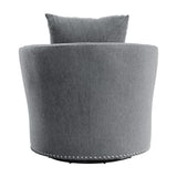 Morelia Gray Casual Solid Wood And Plywood Chenille Fabric Upholstery Swivel Chair - Ella Furniture