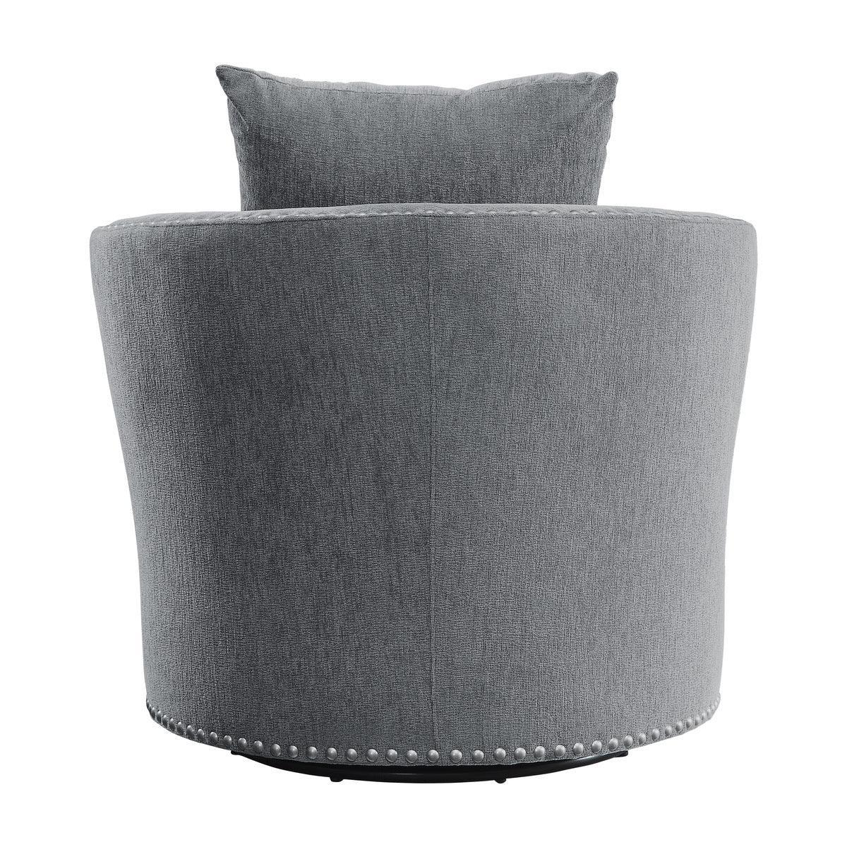 Morelia Gray Casual Solid Wood And Plywood Chenille Fabric Upholstery Swivel Chair - Ella Furniture