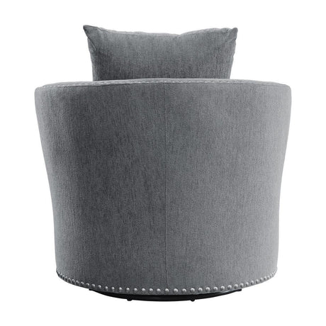 Morelia Gray Casual Solid Wood And Plywood Chenille Fabric Upholstery Swivel Chair - Ella Furniture