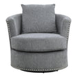 Morelia Gray Traditional Casual Solid Wood And Plywood Chenille Fabric Upholstery Swivel Chair - Ella Furniture