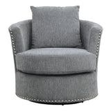 Morelia Gray Casual Solid Wood And Plywood Chenille Fabric Upholstery Swivel Chair - Ella Furniture