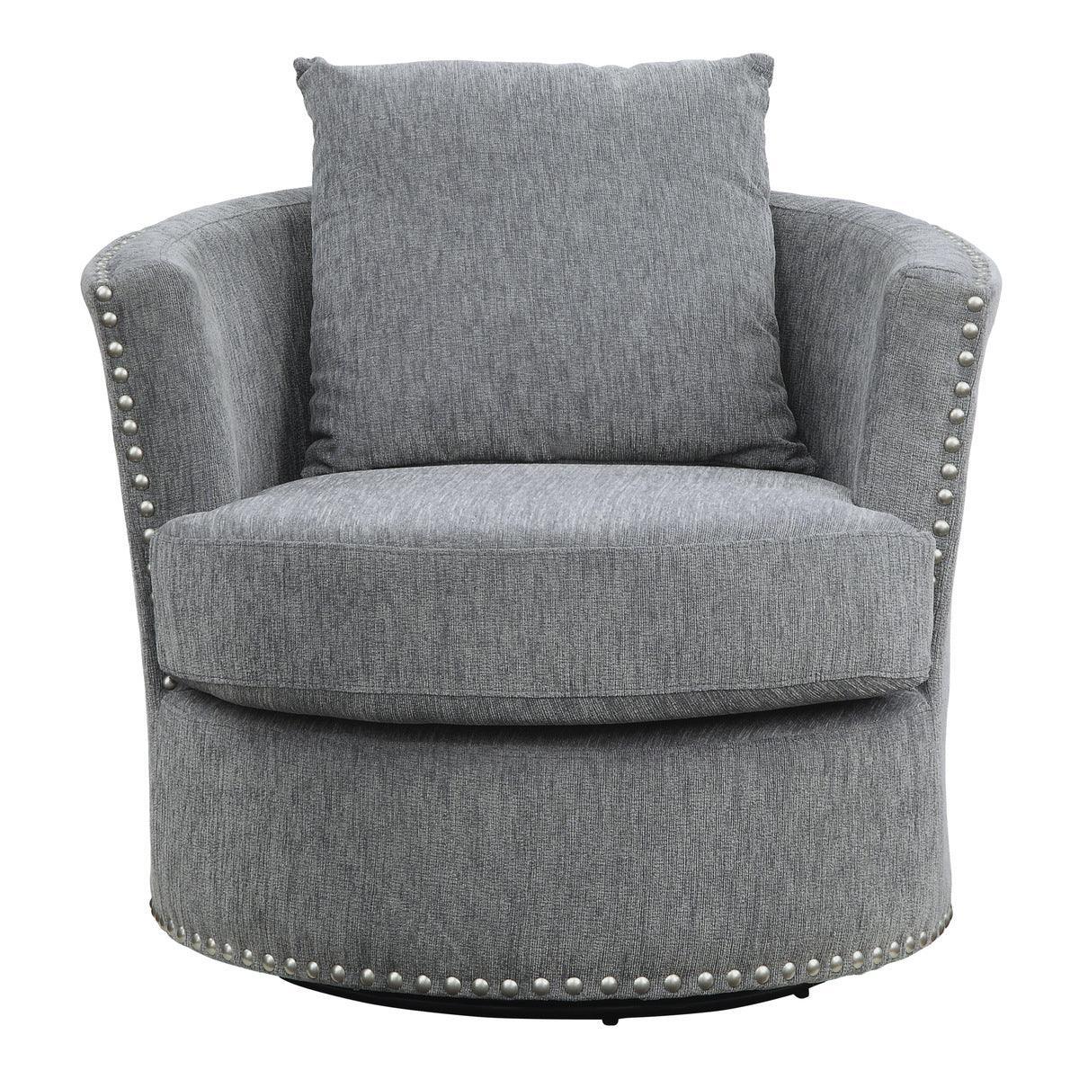 Morelia Gray Casual Solid Wood And Plywood Chenille Fabric Upholstery Swivel Chair - Ella Furniture