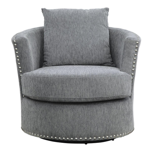 Morelia Gray Casual Solid Wood And Plywood Chenille Fabric Upholstery Swivel Chair - Ella Furniture