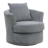 Morelia Gray Casual Solid Wood And Plywood Chenille Fabric Upholstery Swivel Chair - Ella Furniture