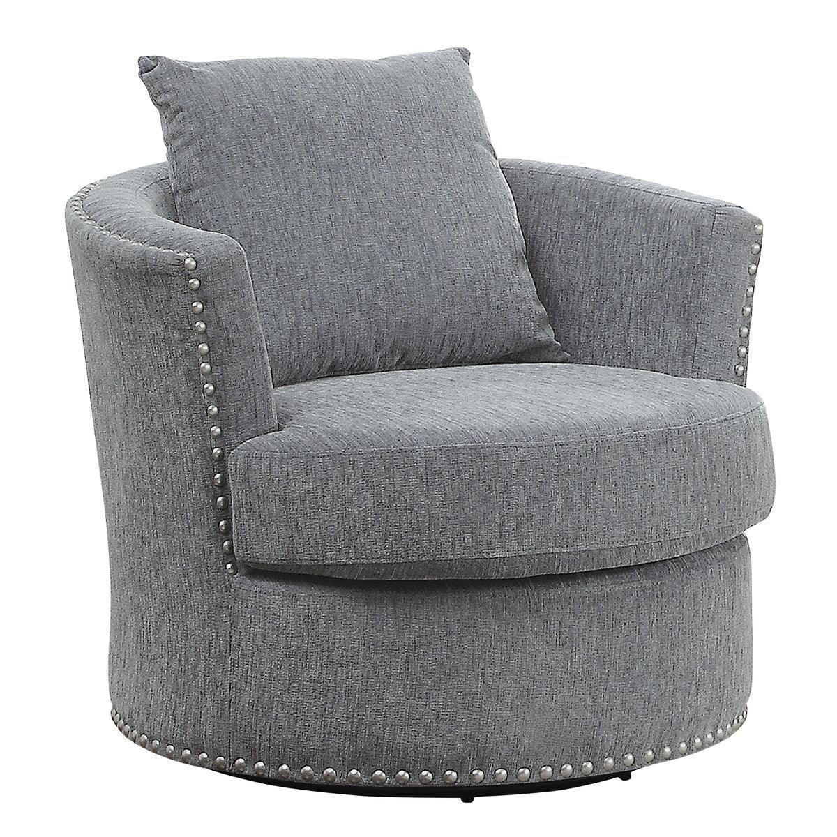 Morelia Gray Casual Solid Wood And Plywood Chenille Fabric Upholstery Swivel Chair - Ella Furniture