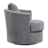 Morelia Gray Casual Solid Wood And Plywood Chenille Fabric Upholstery Swivel Chair - Ella Furniture