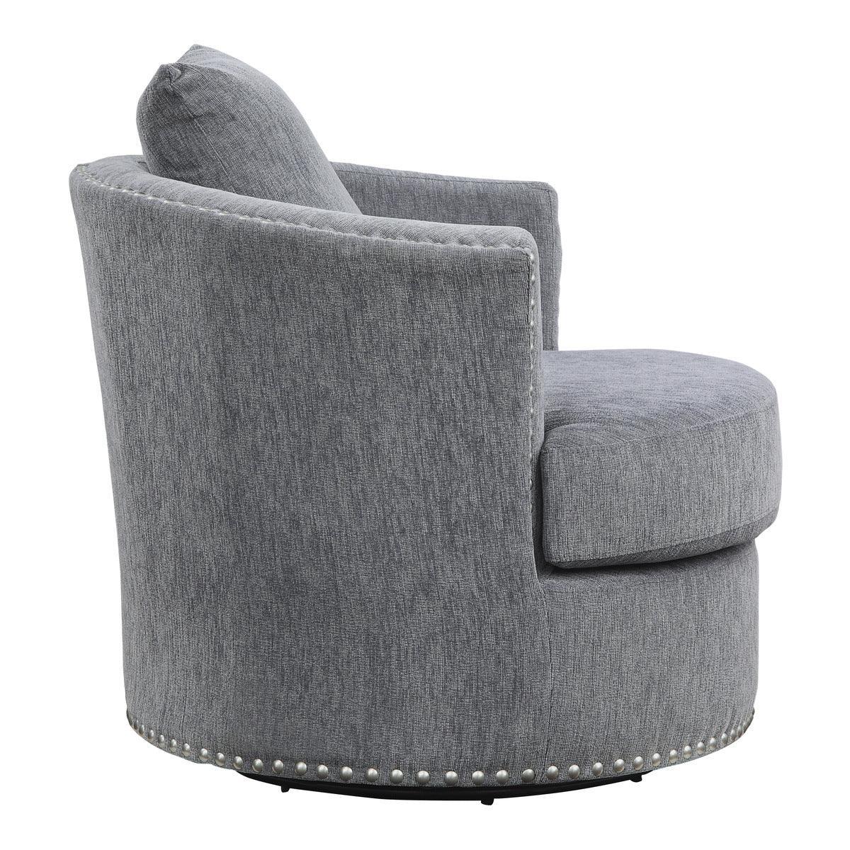 Morelia Gray Casual Solid Wood And Plywood Chenille Fabric Upholstery Swivel Chair - Ella Furniture