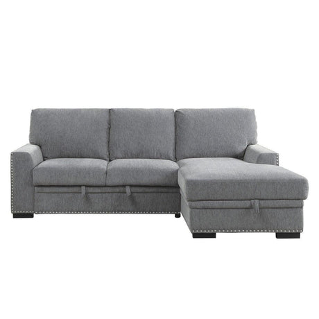 Morelia Gray Chenille Fabric Upholstery 2-Piece Sectional With Pull-out Bed And Right Chaise - Ella Furniture