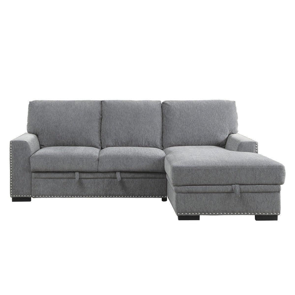 Morelia Gray Chenille Fabric Upholstery 2-Piece Sectional With Pull-out Bed And Right Chaise - Ella Furniture
