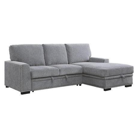 Morelia Gray Chenille Fabric Upholstery 2-Piece Sectional With Pull-out Bed And Right Chaise - Ella Furniture