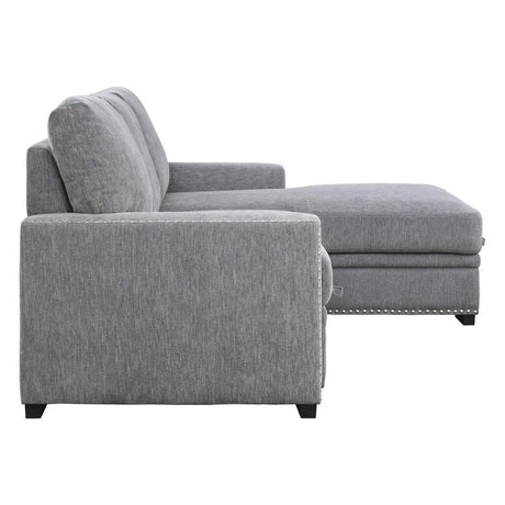 Morelia Gray Chenille Fabric Upholstery 2-Piece Sectional With Pull-out Bed And Right Chaise - Ella Furniture