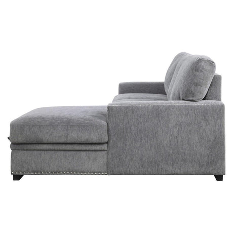 Morelia Gray Chenille Fabric Upholstery 2-Piece Sectional With Pull-out Bed And Right Chaise - Ella Furniture