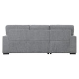Morelia Gray Solid Wood Chenille Fabric Upholstery 2-Piece Sectional With Pull-out Bed Left Chaise - Ella Furniture