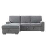 Morelia Gray Solid Wood Chenille Fabric Upholstery 2-Piece Sectional With Pull-out Bed Left Chaise - Ella Furniture
