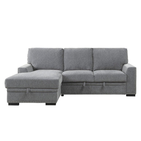 Morelia Gray Chenille Fabric Upholstery 2-Piece Sectional With Pull-out Bed And Left Chaise - Ella Furniture