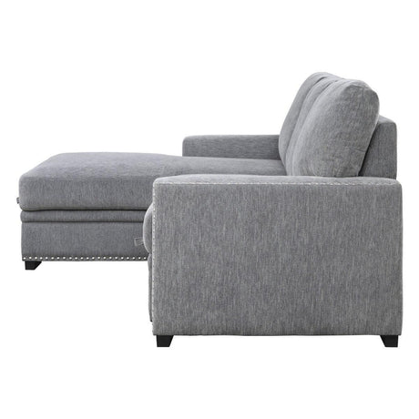 Morelia Gray Solid Wood Chenille Fabric Upholstery 2-Piece Sectional With Pull-out Bed Left Chaise - Ella Furniture