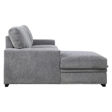 Morelia Gray Chenille Fabric Upholstery 2-Piece Sectional With Pull-out Bed And Left Chaise - Ella Furniture