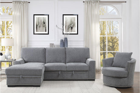 Morelia Dark Gray Solid Wood And Plywood Chenille Fabric Upholstery 2Pc Set: Sofa, Love - Ella Furniture