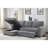Morelia Gray Solid Wood Chenille Fabric Upholstery 2-Piece Sectional With Pull-out Bed Left Chaise - Ella Furniture