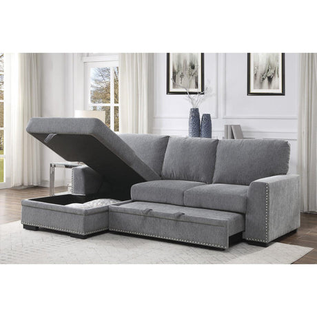 Morelia Gray Chenille Fabric Upholstery 2-Piece Sectional With Pull-out Bed And Left Chaise - Ella Furniture