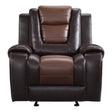 Briscoe Light And Dark Brown Solid Wood Premium Faux Leather Upholstery Glider Reclining Chair - Ella Furniture